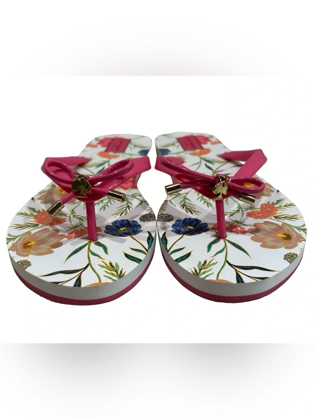 Kate Spade New York Floral Bow Flip Flops Pink Thong Sandals Women’s Size 9/10
